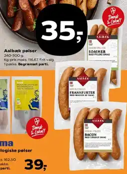 Kvickly Aalbæk - frankfurter / bacon pølser tilbud