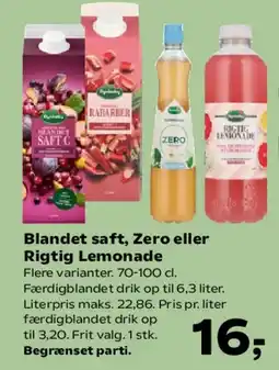 Kvickly Blandet saft, Zero eller Rigtig Lemonade tilbud