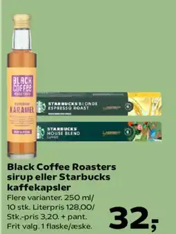Kvickly Black Coffee Roasters sirup eller Starbucks kaffekapsler tilbud
