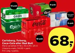 Kvickly Carlsberg, Tuborg, Coca‑Cola eller Red Bull tilbud
