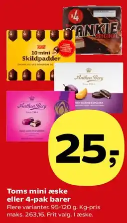 Kvickly Toms mini æske eller 4-pak barer tilbud