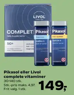 Kvickly Pikasol eller Livol complete vitamin tilbud