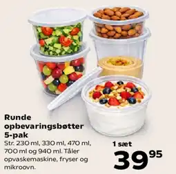 Kvickly Runde opbevaringsbøtter 5-pak tilbud