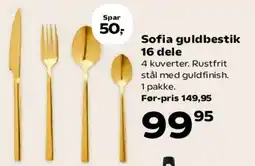 Kvickly Sofia guldbestik, 16 dele tilbud
