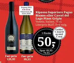 Dagli'Brugsen Ripasso Superiore Pagus Bisano eller Castel del Lago Pinot Grigio tilbud