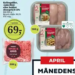 Dagli'Brugsen Kyllingefilet, inderfilet eller hakket okse/gris 8-12% tilbud