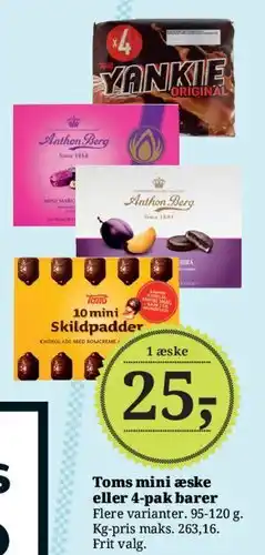 Dagli'Brugsen Toms mini æske eller 4-pak barer tilbud