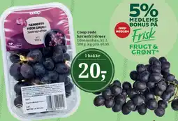 Dagli'Brugsen Coop røde kernefri druer (bakke) tilbud