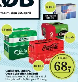 Dagli'Brugsen Carlsberg, Tuborg, Coca-Cola eller Red Bull tilbud