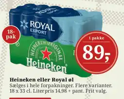 Dagli'Brugsen Heineken eller Royal øl (pakke) tilbud