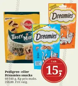 Dagli'Brugsen Pedigree- eller Dreamies snacks tilbud