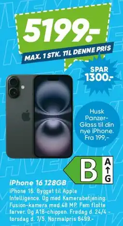 Bilka iPhone 16 128GB tilbud
