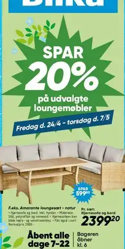 Bilka Amarante loungesæt - natur tilbud