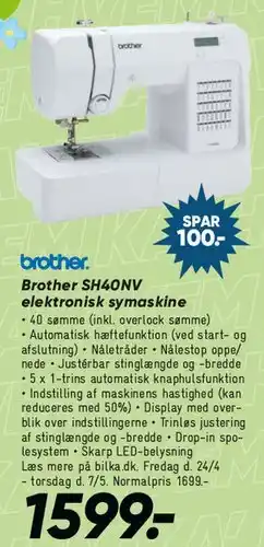 Bilka Brother SH40NV elektronisk symaskine tilbud