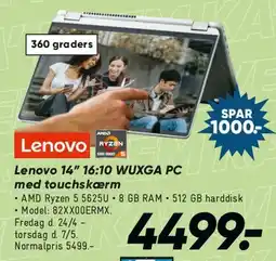 Bilka Lenovo 14 16:10 WUXGA PC med touchskærm tilbud