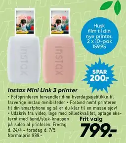 Bilka Instax Mini Link 2 printer tilbud