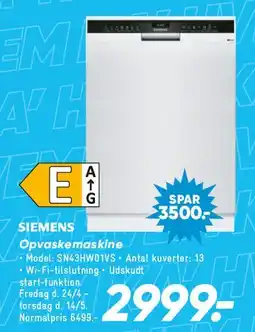Bilka Siemens opvaskemaskine tilbud