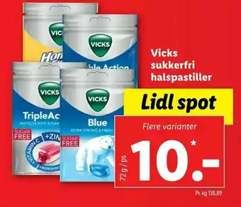 Vicks sukkerfri halspastiller