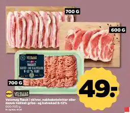 Netto Velsmag flæsk i skiver, nakkekoteletter eller dansk hakket grise- og kalvekød 8-12% tilbud