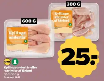 Netto Kyllingeunderlår eller -strimler af lårkød tilbud