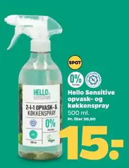Netto Hello Sensitive opvask- og køkkenspray tilbud