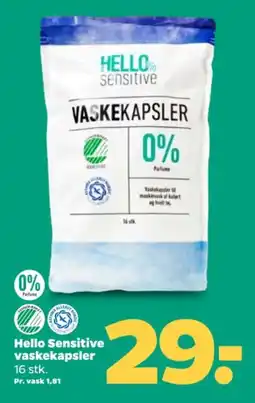 Netto Hello Sensitive vaskekapsler tilbud