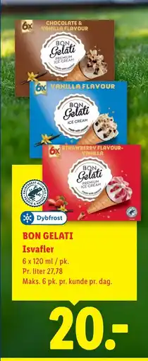 Lidl BON GELATI Isvafler tilbud