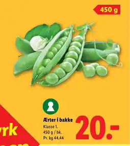Lidl Ærter i bakke tilbud
