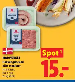 Lidl MADVÆRKET Hakket grisekød eller medister tilbud