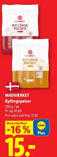Lidl MADVÆRKET Kyllingepølser tilbud