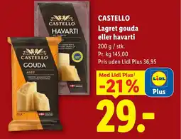 Lidl CASTELLO Lagret gouda eller havarti tilbud