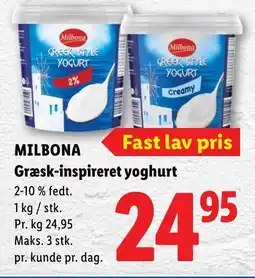 Lidl MILBONA Græsk-inspireret yoghurt tilbud