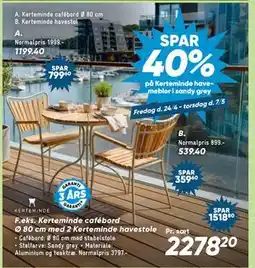 Bilka Kerteminde cafébord Ø 80 cm med 2 Kerteminde havestole tilbud