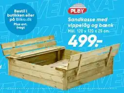 Bilka Sandkasse med vippelåg og bænk tilbud
