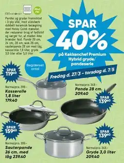Bilka SPAR 40% på Køkkenchef Premium Hybrid gryde/ pandeserie tilbud
