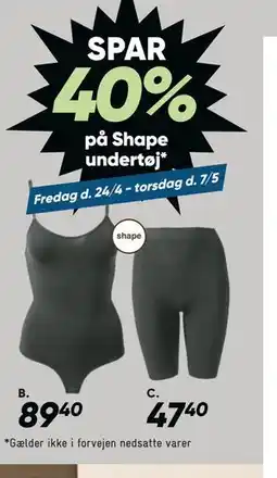Bilka SPAR 40% på Shape undertøj tilbud