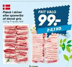 Bilka Flæsk i skiver eller spareribs af dansk gris tilbud