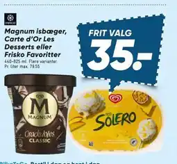 Bilka Magnum isbæger, Carte d’Or Les Desserts eller Frisko Favoritter tilbud