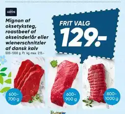 Bilka Mignon af oksetyksteg, roastbeef af okseinderlår eller wienerschnitzler af dansk kalv tilbud