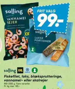 Bilka Fiskefilet, laks, blæksprutteringe, vannamei- eller skalrejer tilbud