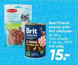Bilka Best Friend snacks eller Brit vådfoder tilbud