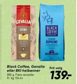 Bilka Black Coffee, Gevalia eller BKI helbønner tilbud