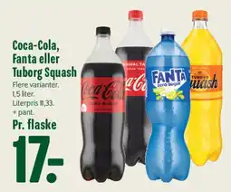 Min Købmand Coca‑Cola, Fanta eller Tuborg Squash (1,5 l) tilbud