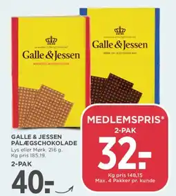 MENY Galle & Jessen Pålægschokolade tilbud