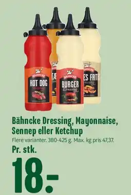 Min Købmand Bähncke Dressing, Mayonnaise, Sennep eller Ketchup tilbud