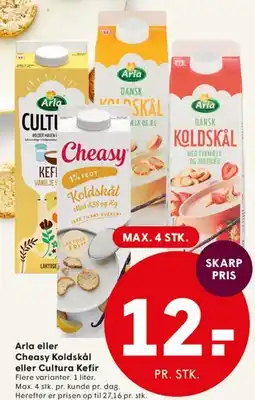 SPAR Arla eller Cheasy Koldskål / Cultura Kefir tilbud