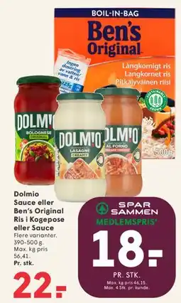 SPAR Dolmio Sauce eller Ben's Original Ris tilbud