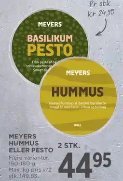 MENY Meyers hummus eller pesto (2 stk.) tilbud