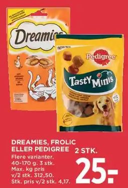MENY Dreamies, Frolic eller Pedigree (snacks) tilbud