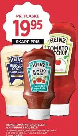 MENY Heinz tomatketchup eller mayonnaise squeeze tilbud